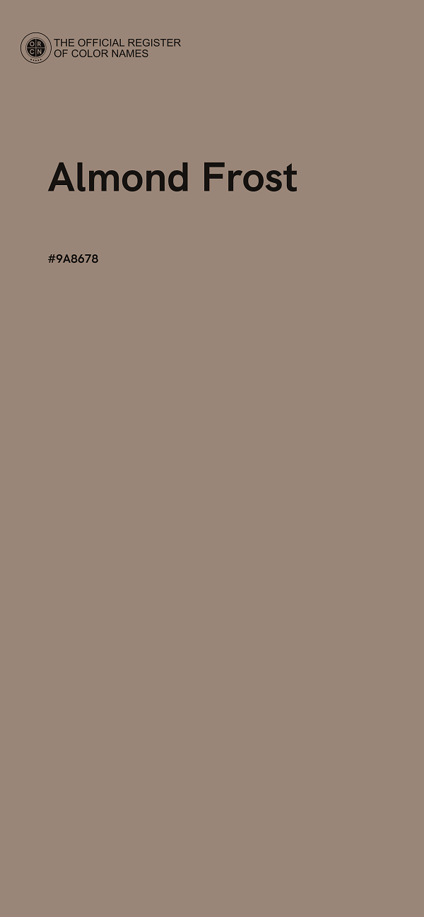 #9A8678 - Almond Frost color image