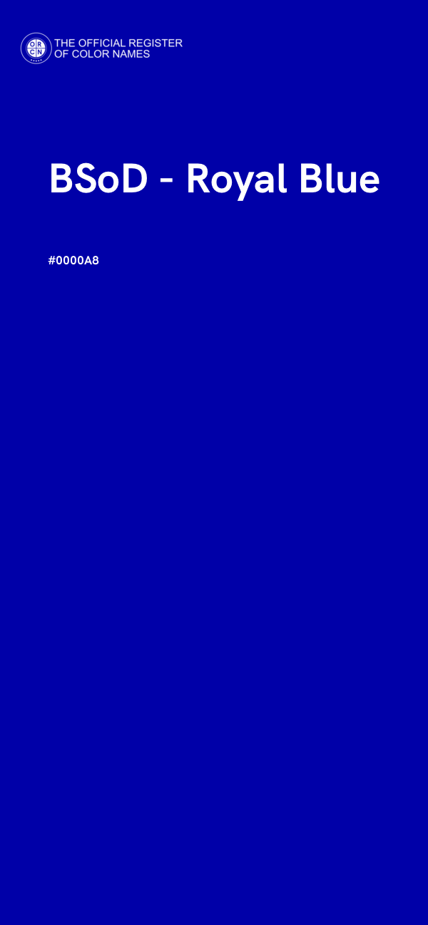 #0000A8 - BSoD - Royal Blue color image
