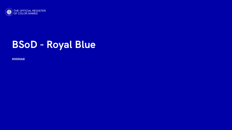 #0000A8 - BSoD - Royal Blue color image