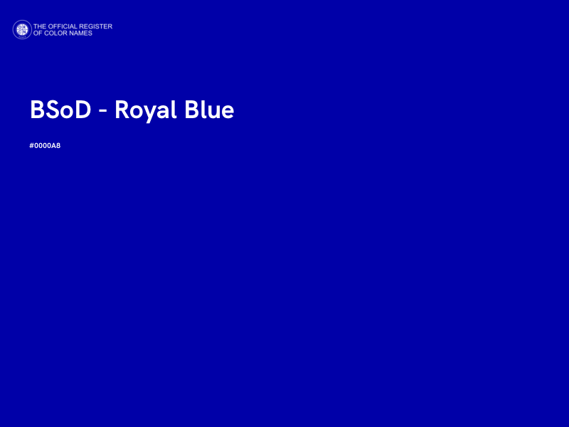 #0000A8 - BSoD - Royal Blue color image