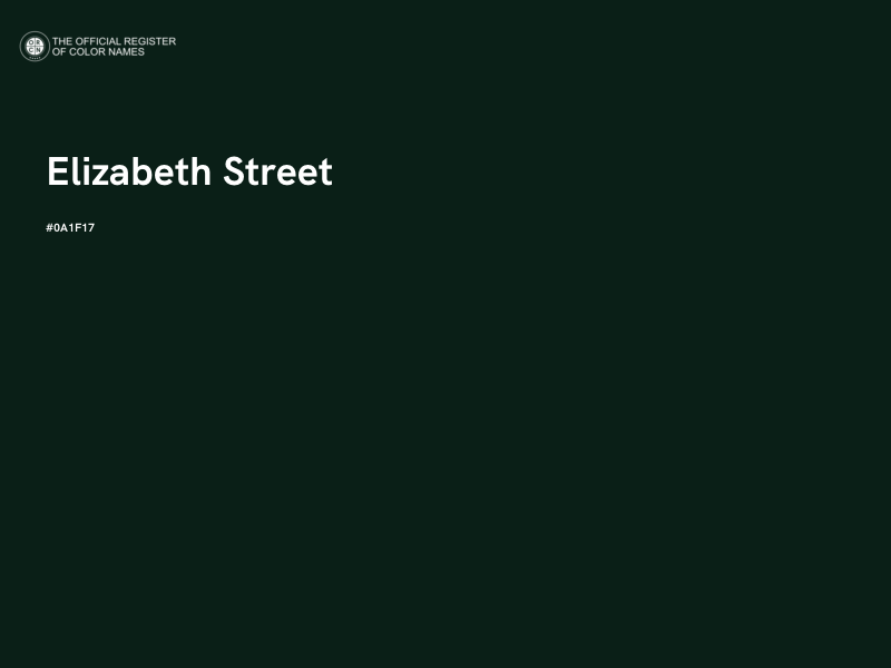 #0A1F17 - Elizabeth Street color image