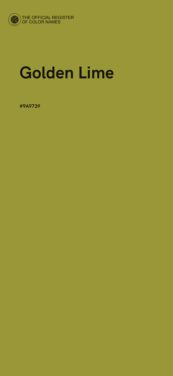 #9A9739 - Golden Lime color image