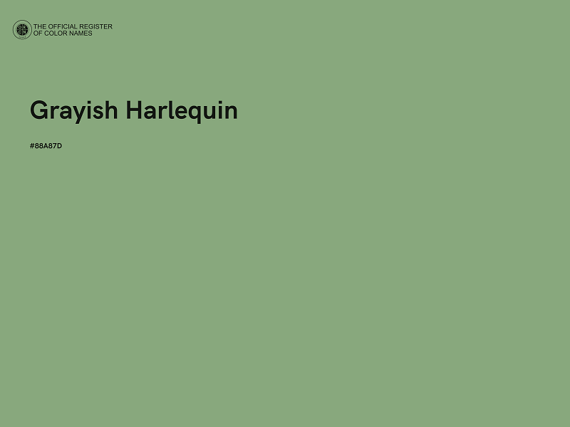 #88A87D - Grayish Harlequin color image