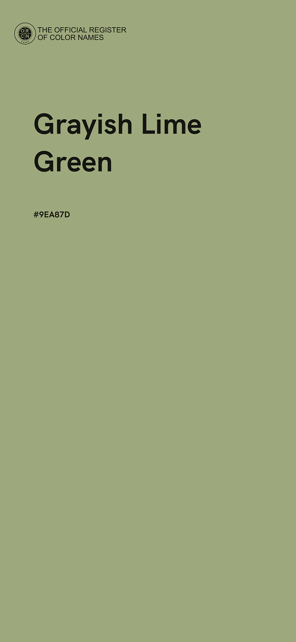 #9EA87D - Grayish Lime Green color image