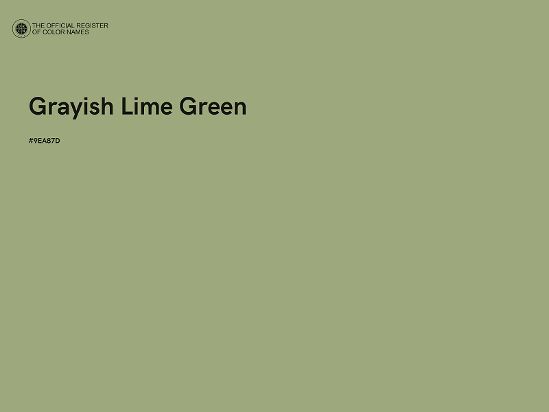 #9EA87D - Grayish Lime Green color image