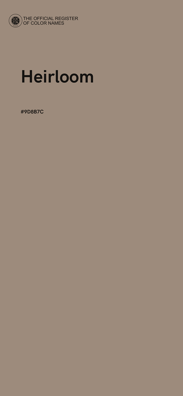 #9D8B7C - Heirloom color image