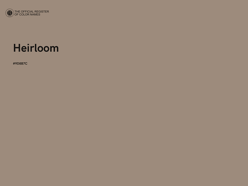 #9D8B7C - Heirloom color image