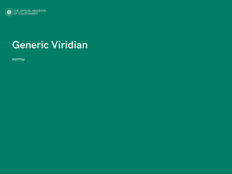 #007F66 - Generic Viridian color image