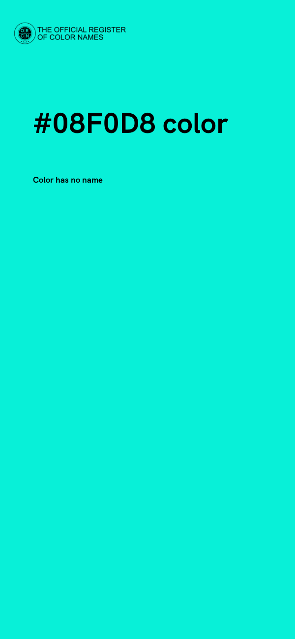 #08F0D8 color image