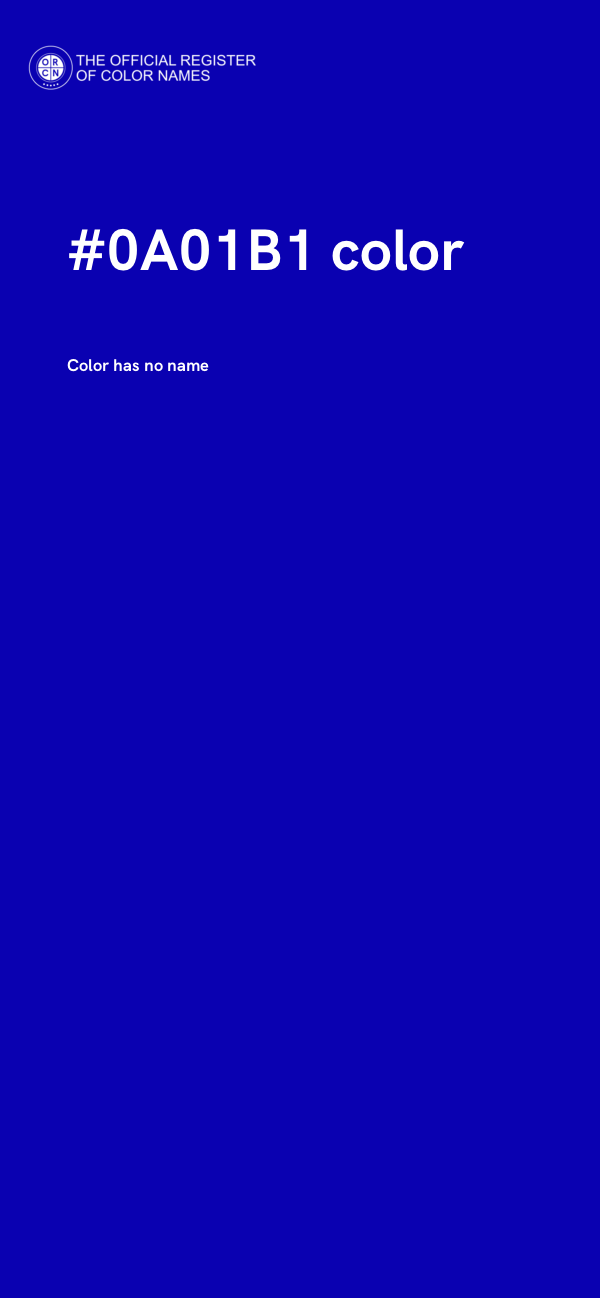 #0A01B1 color image