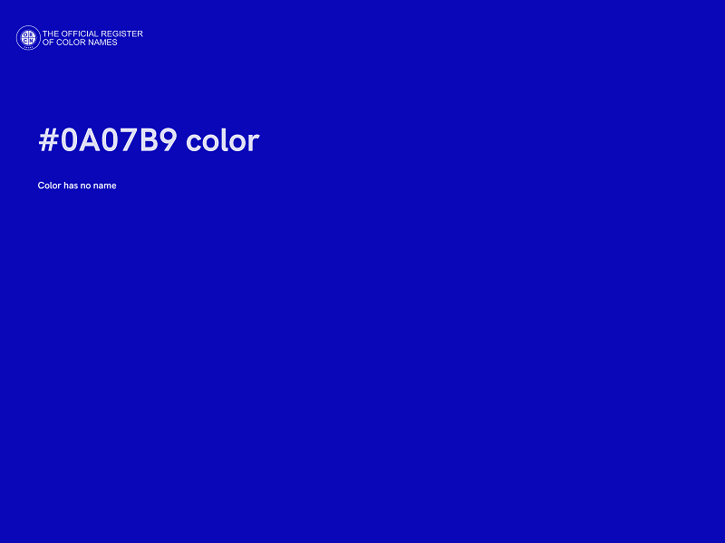 #0A07B9 color image