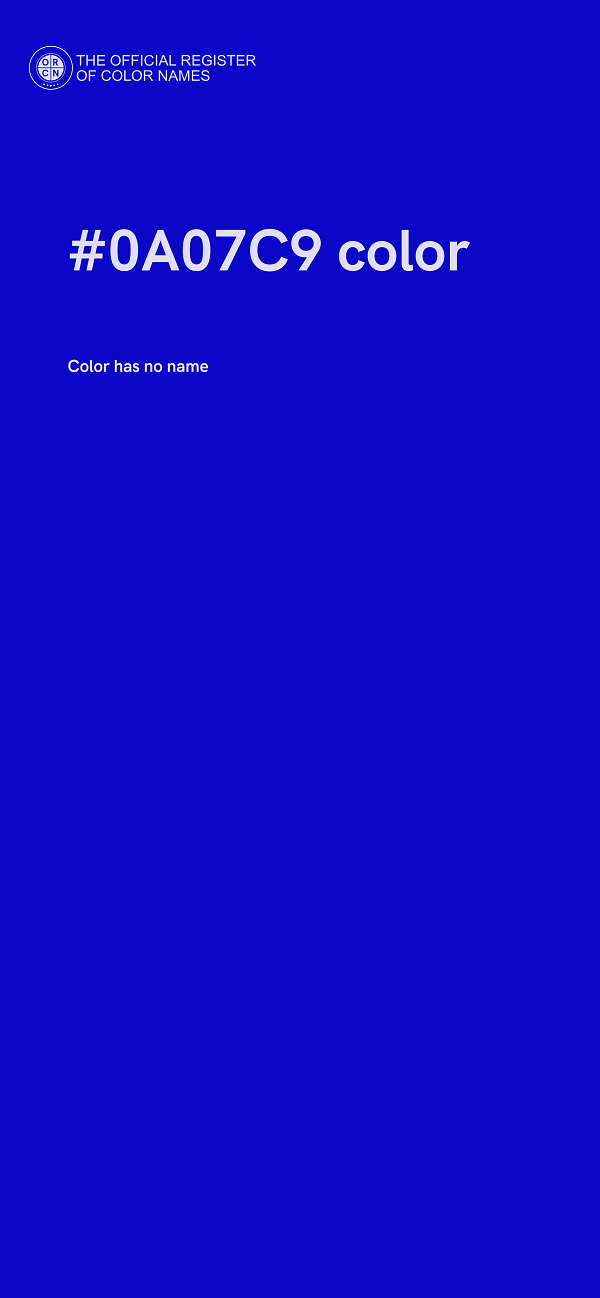 #0A07C9 color image