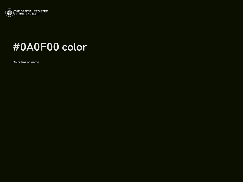 #0A0F00 color image