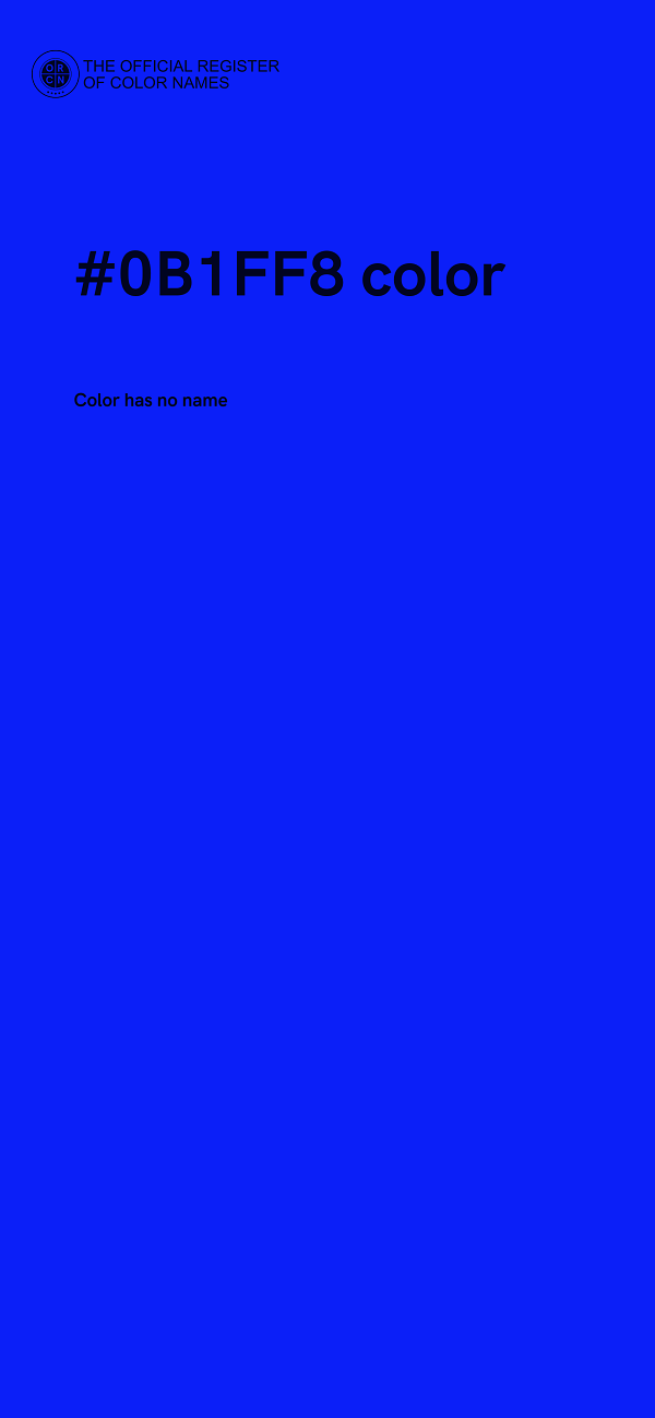 #0B1FF8 color image