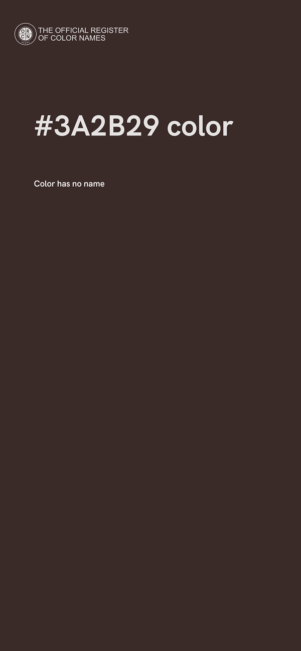 #3A2B29 color image