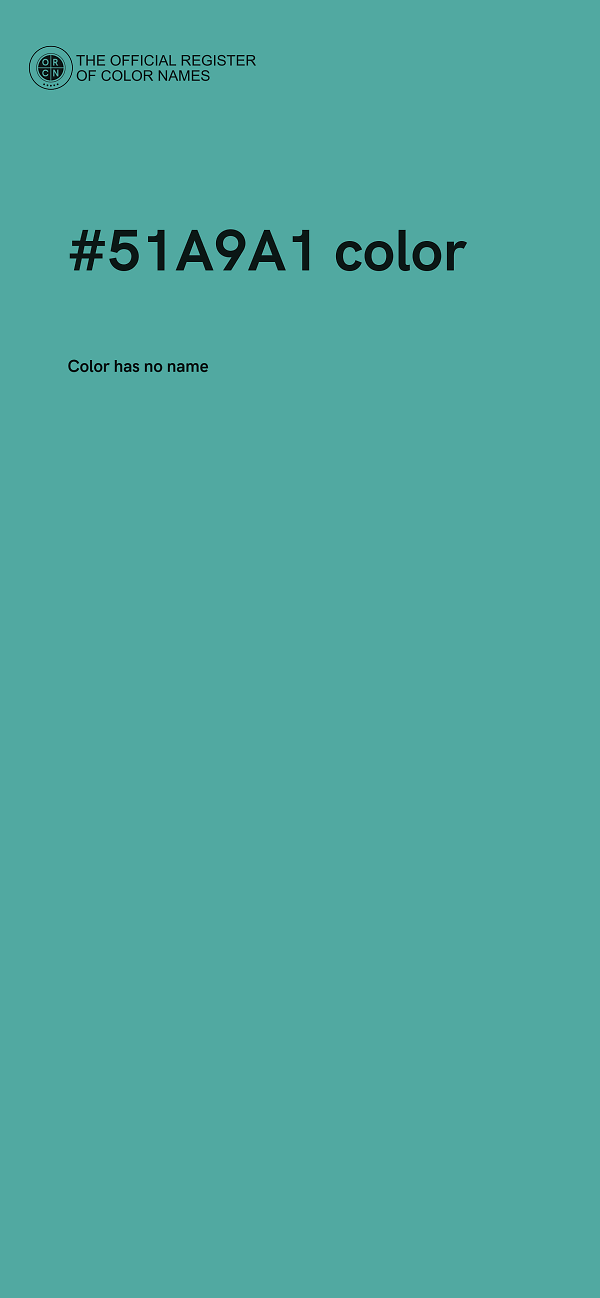 #51A9A1 color image