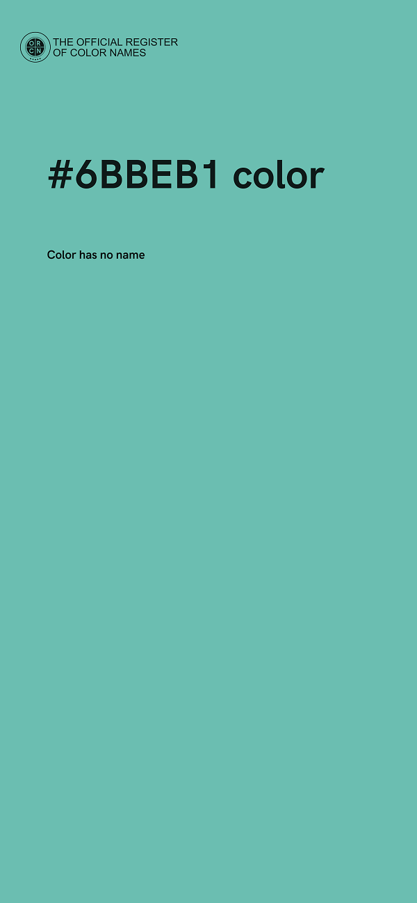 #6BBEB1 color image