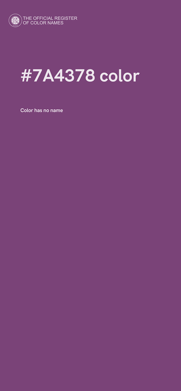 #7A4378 color image
