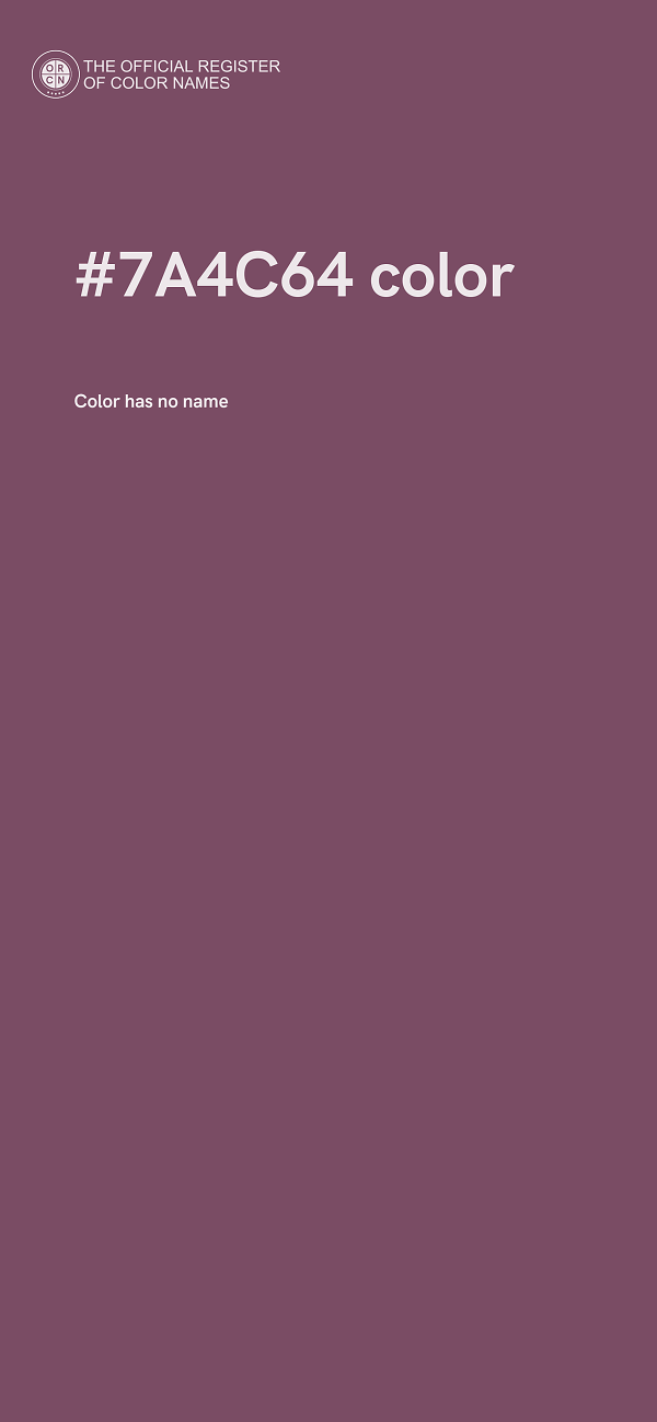 #7A4C64 color image