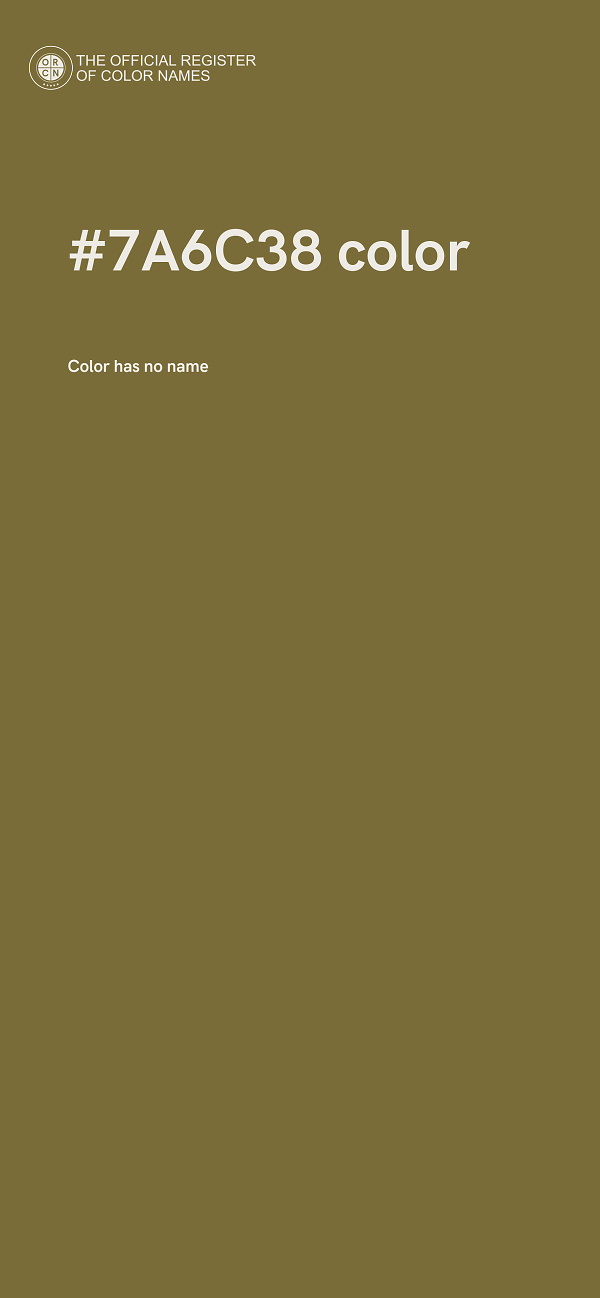 #7A6C38 color image