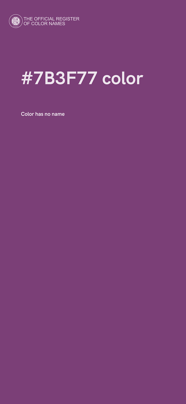 #7B3F77 color image