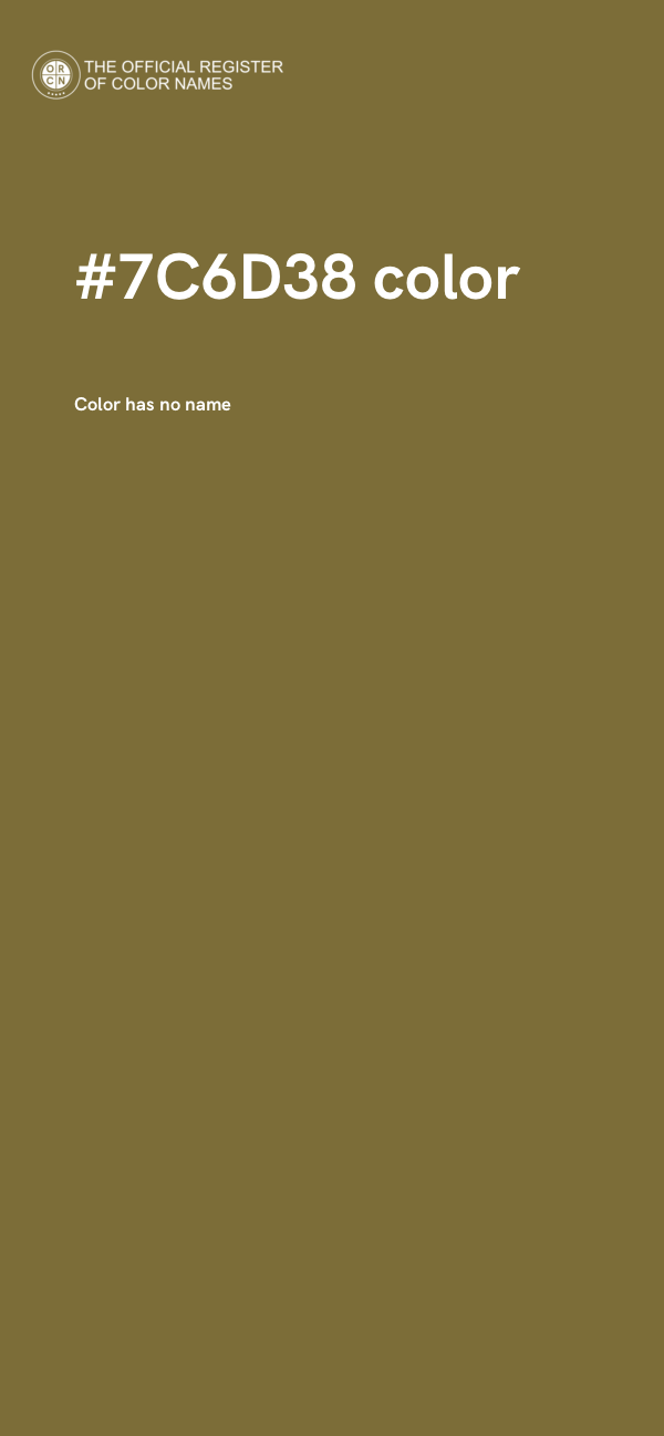 #7C6D38 color image