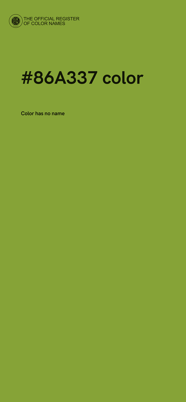 #86A337 color image