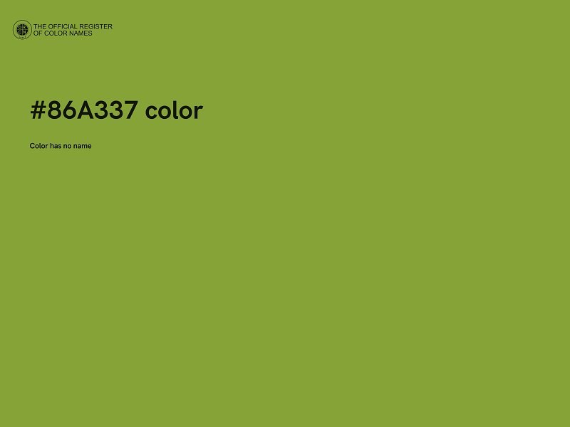 #86A337 color image