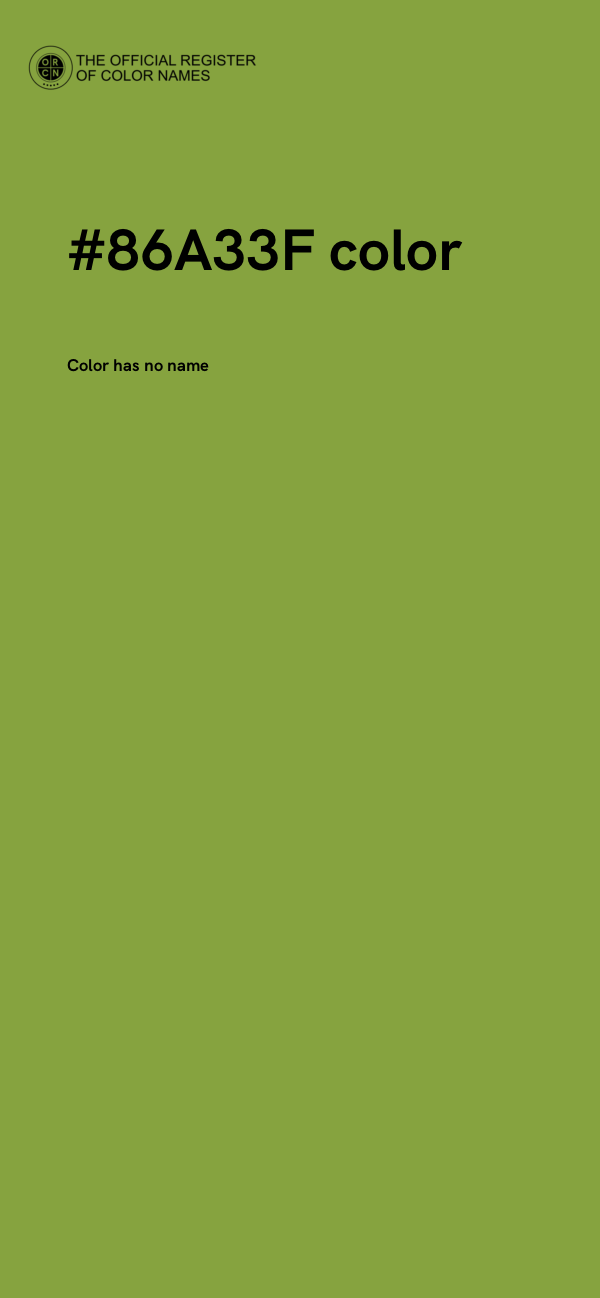 #86A33F color image