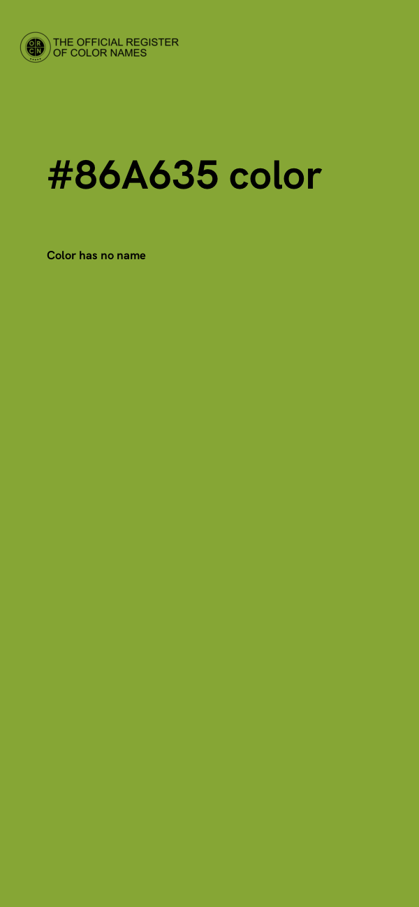 #86A635 color image