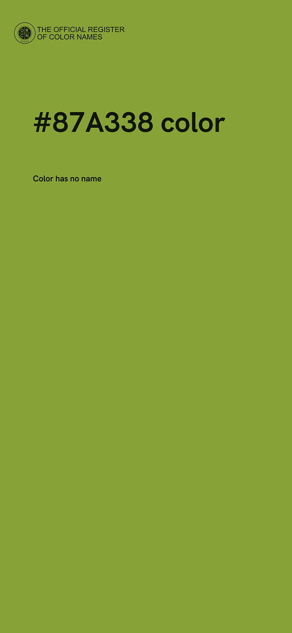 #87A338 color image