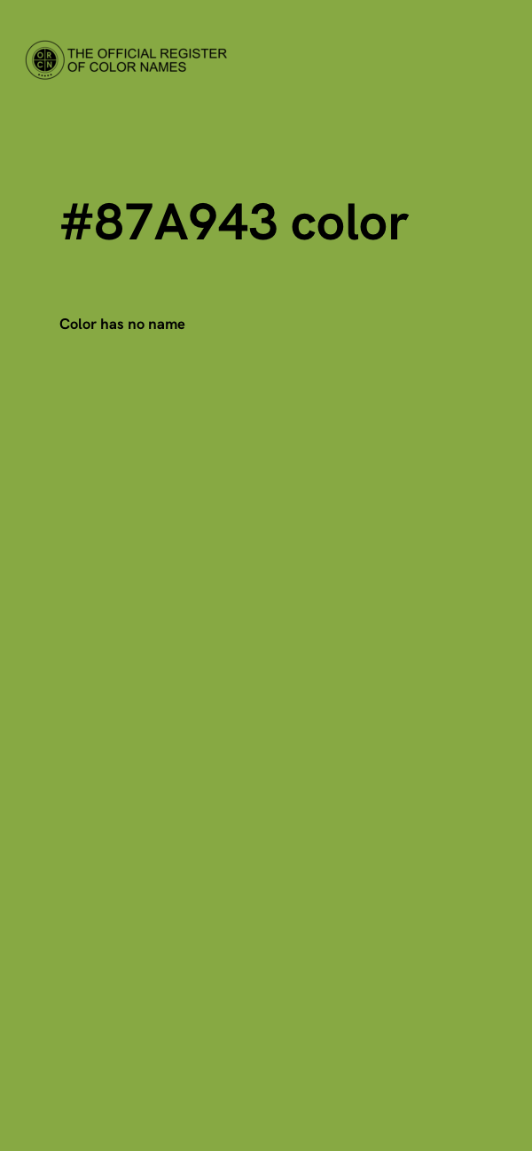 #87A943 color image