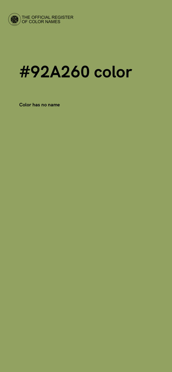 #92A260 color image