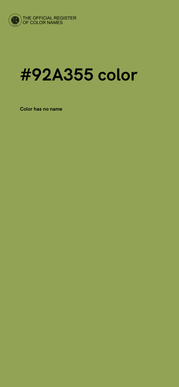 #92A355 color image