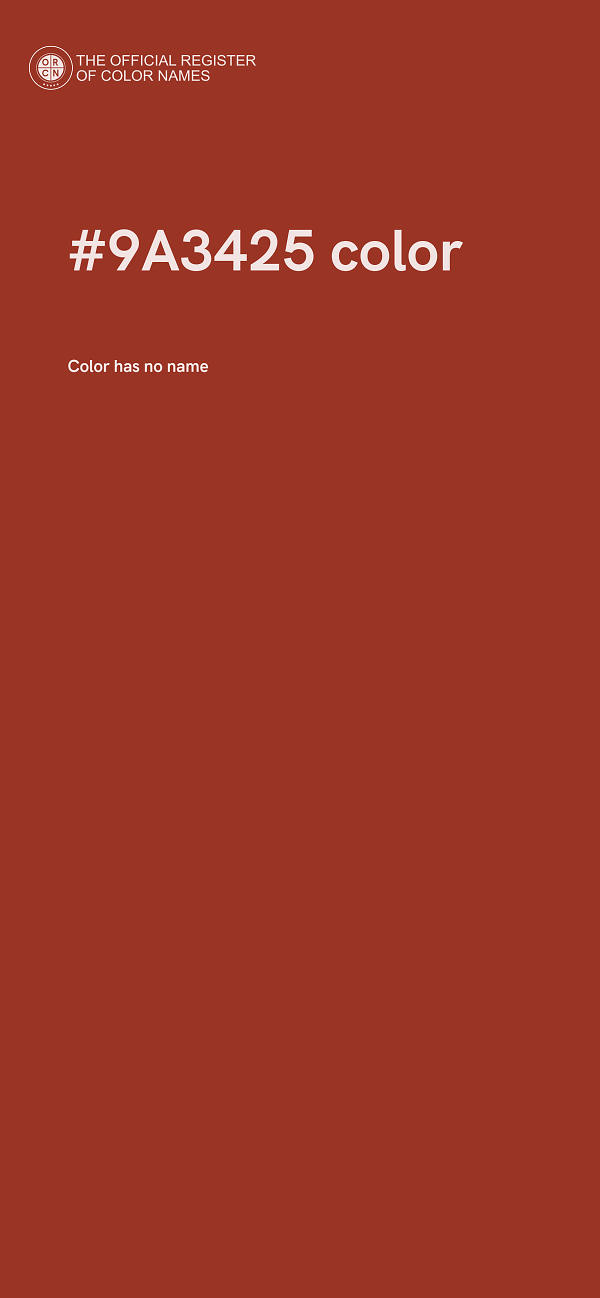 #9A3425 color image