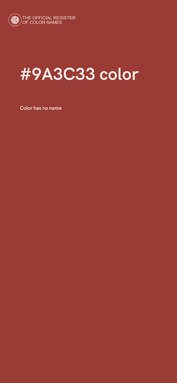 #9A3C33 color image