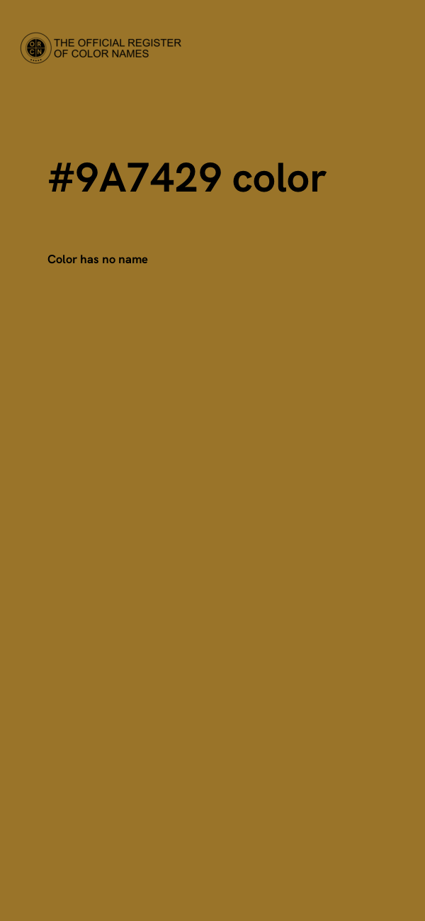 #9A7429 color image