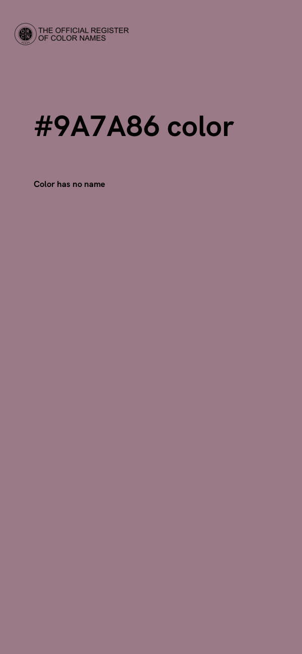#9A7A86 color image