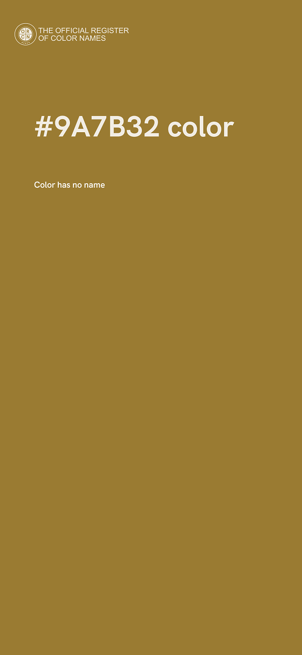 #9A7B32 color image