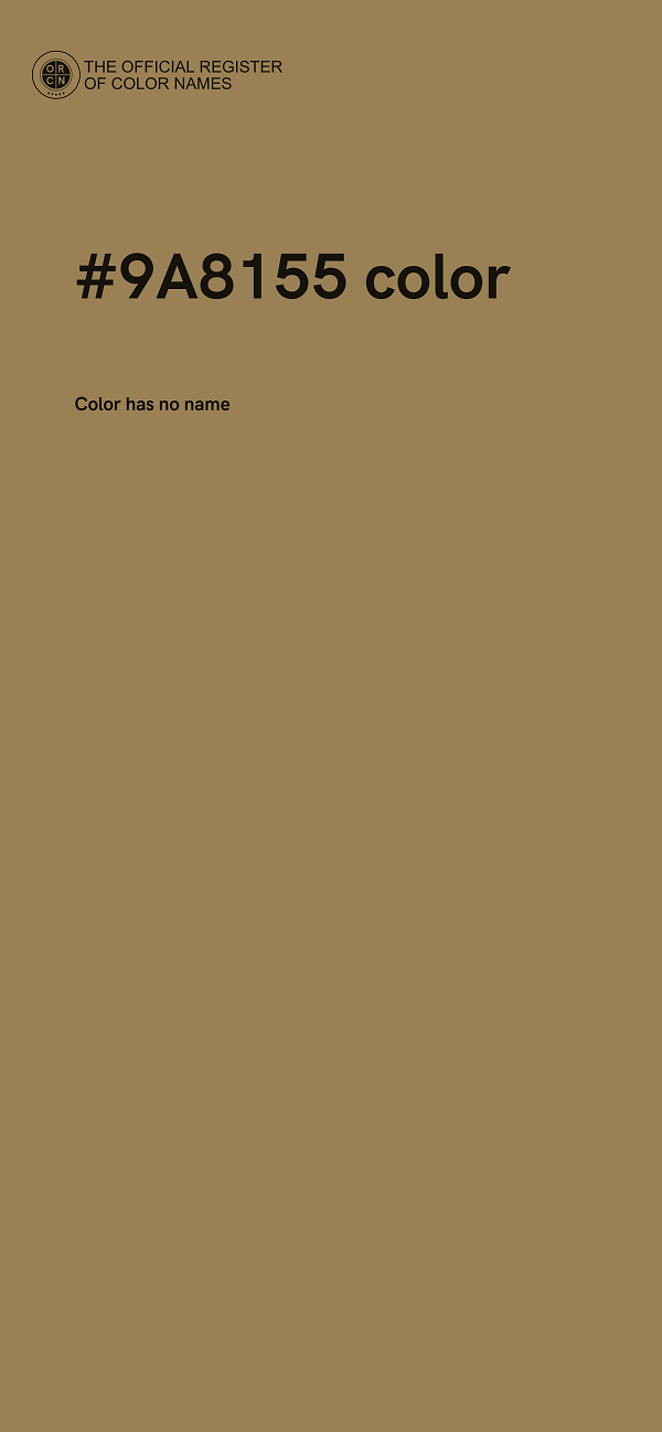 #9A8155 color image