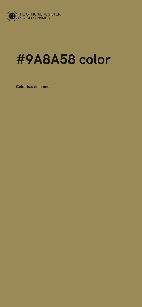 #9A8A58 color image