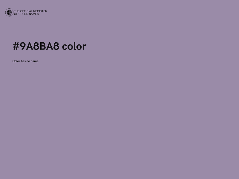 #9A8BA8 color image