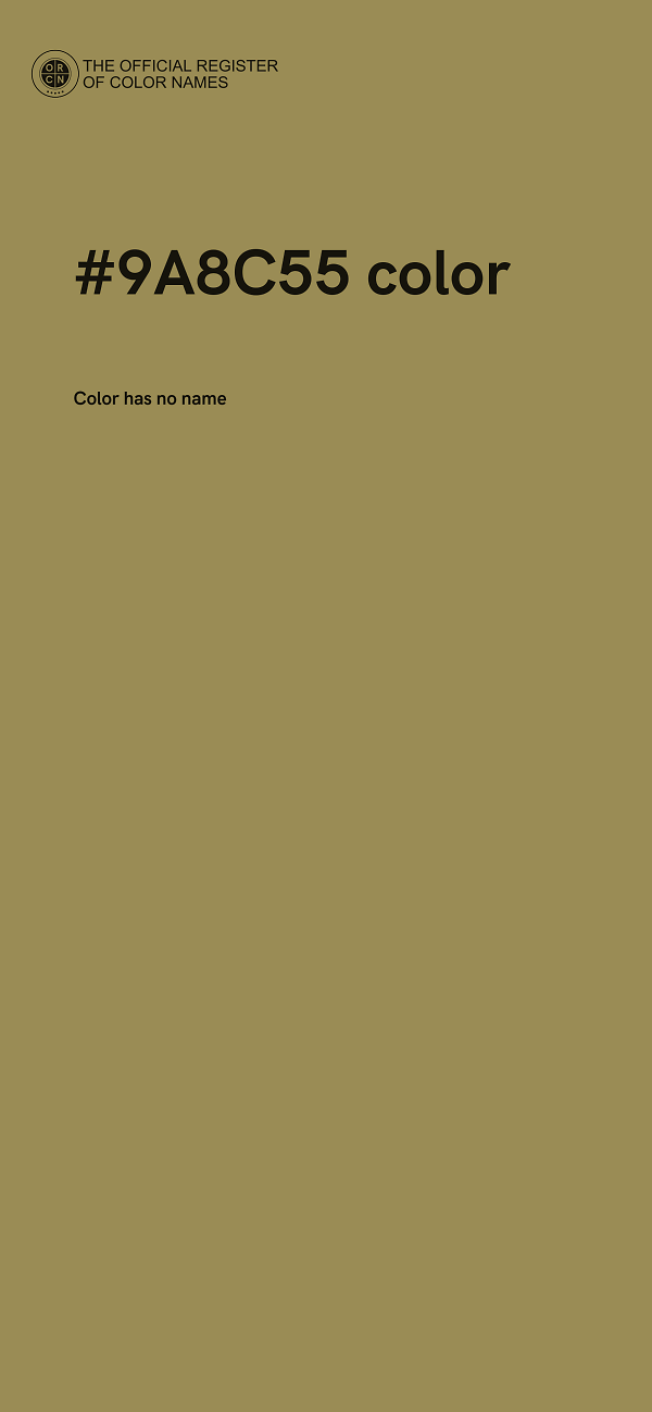 #9A8C55 color image