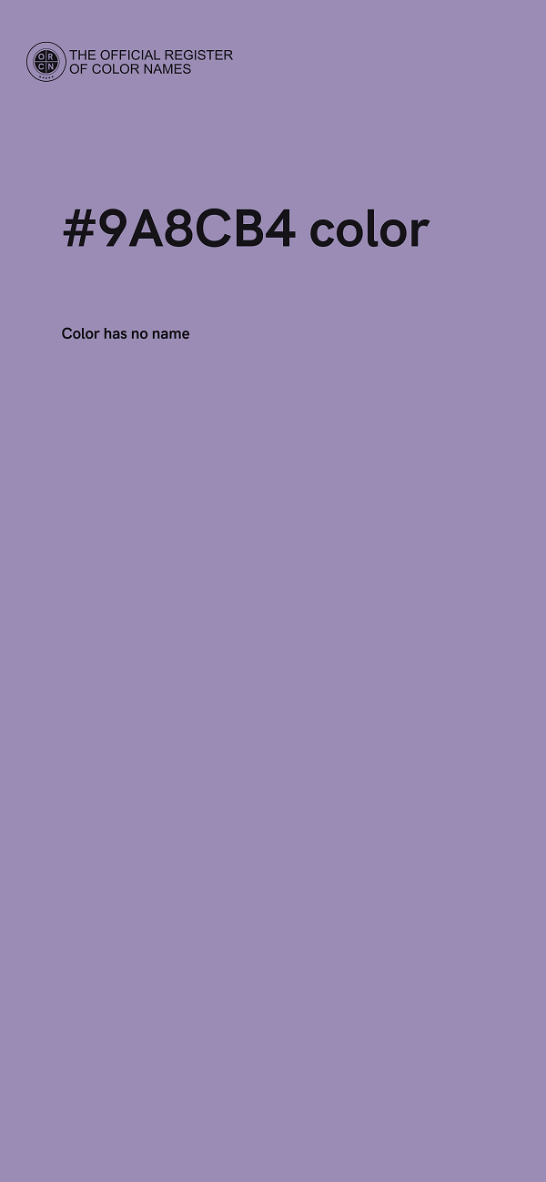 #9A8CB4 color image