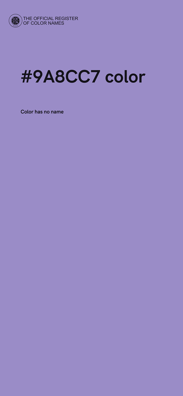 #9A8CC7 color image