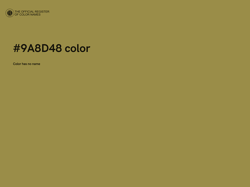 #9A8D48 color image