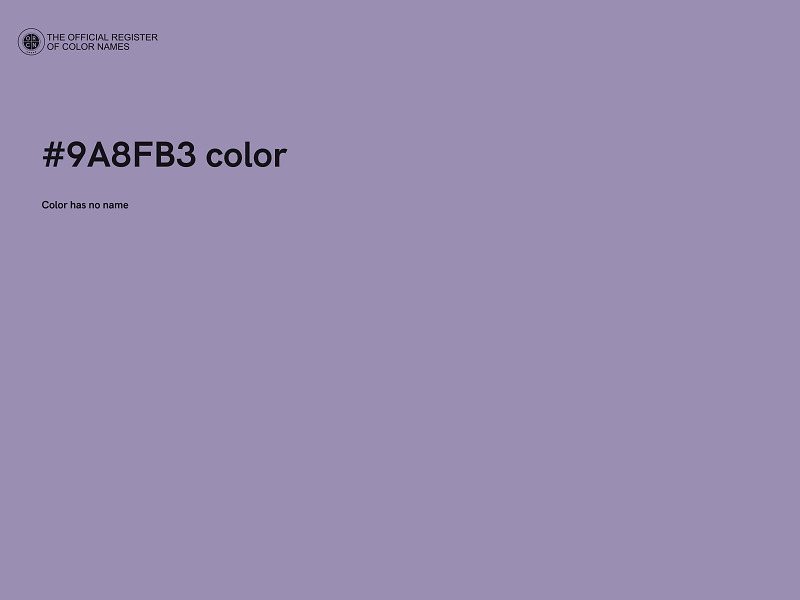 #9A8FB3 color image