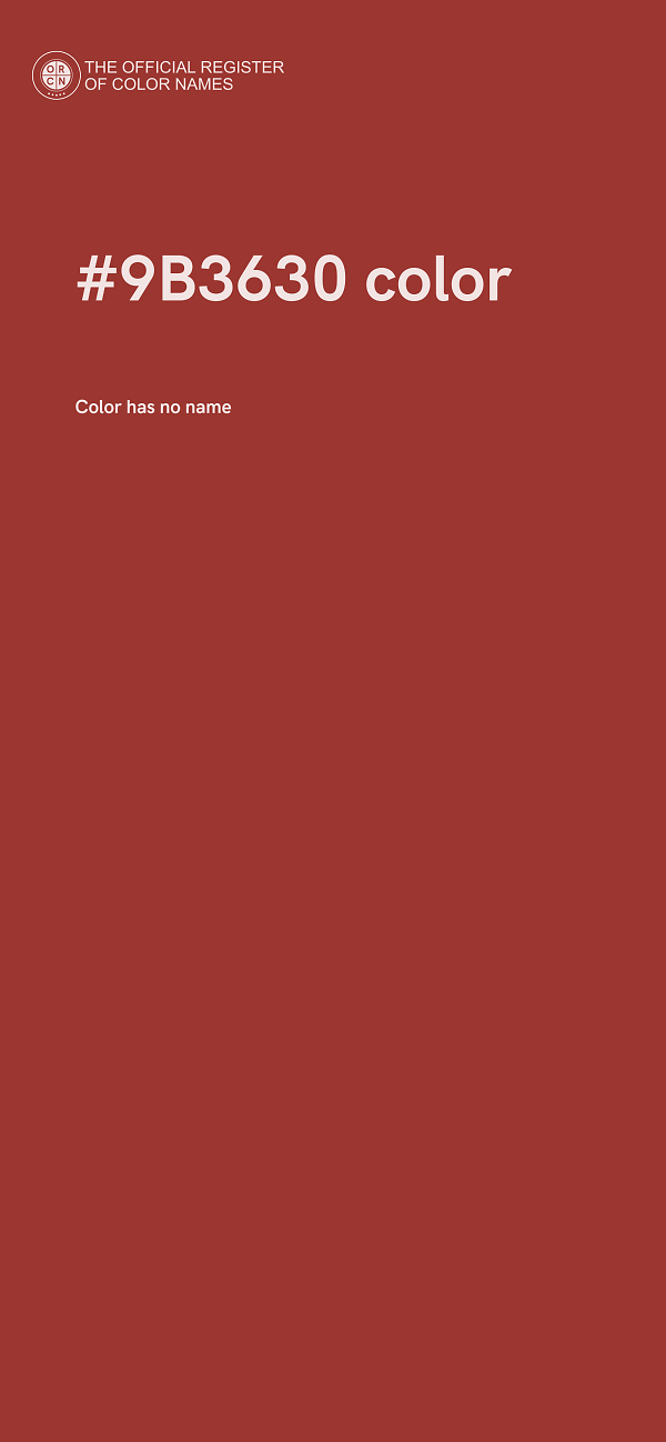 #9B3630 color image
