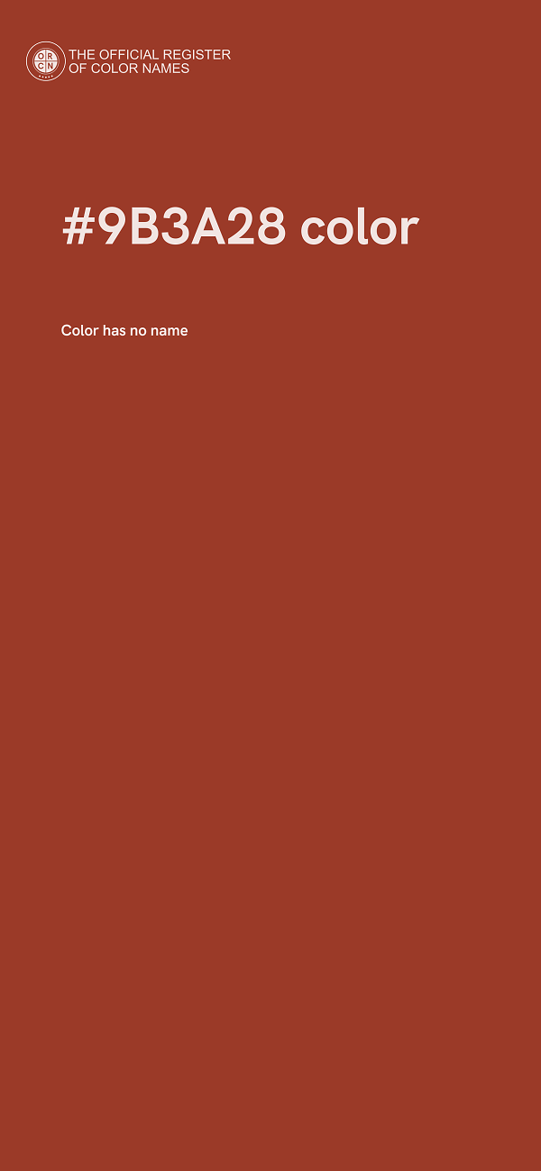 #9B3A28 color image