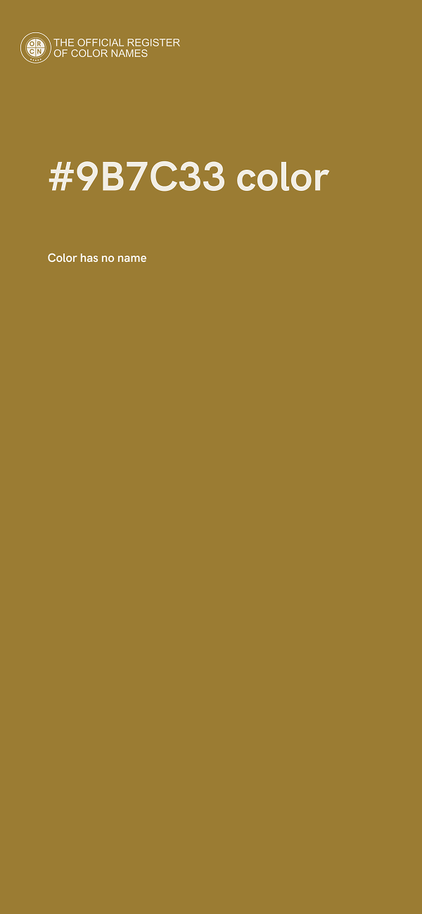 #9B7C33 color image